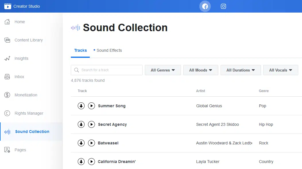 fitur dalam facebook creator studio